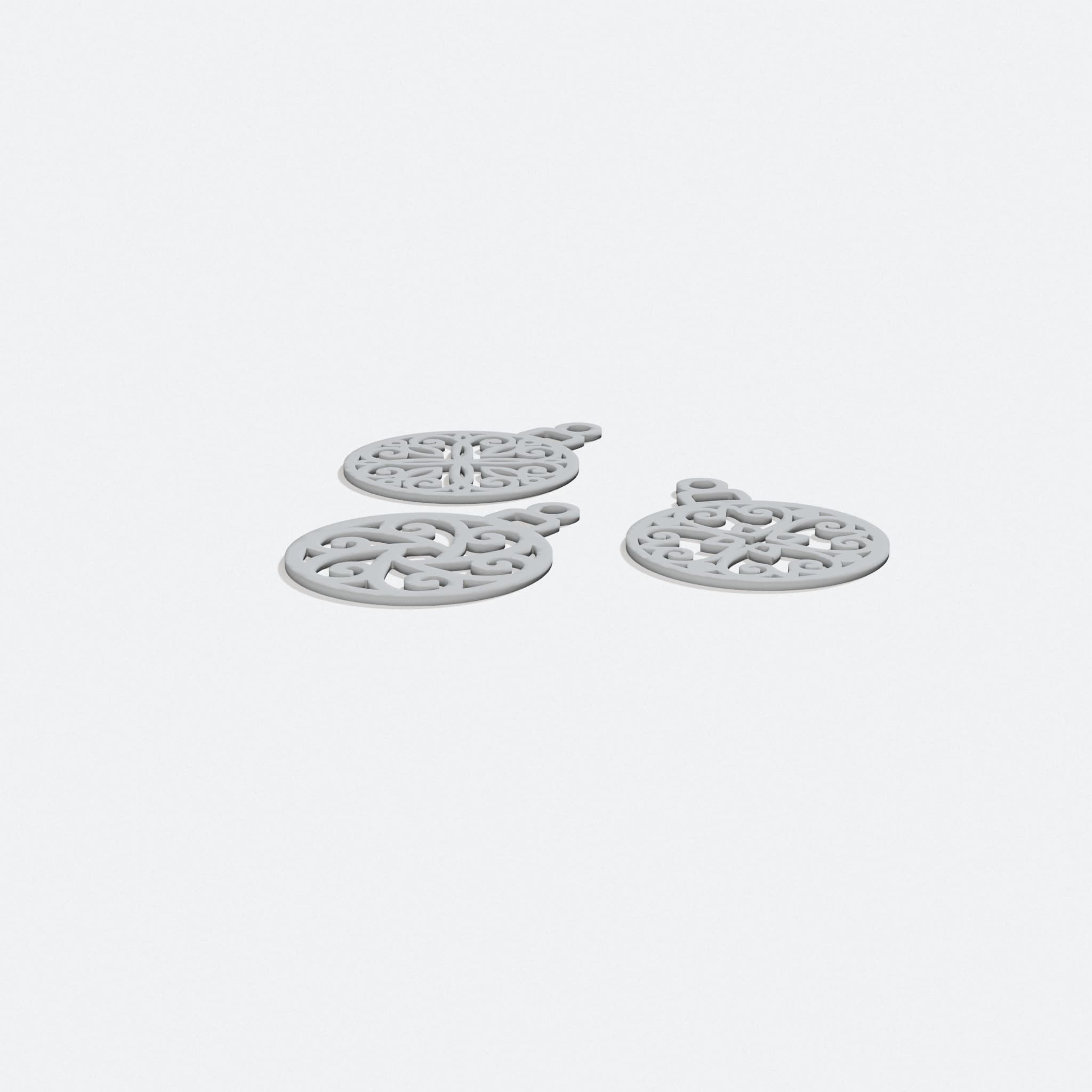 3D Printed Christmas Ornaments Set, 3 Designs