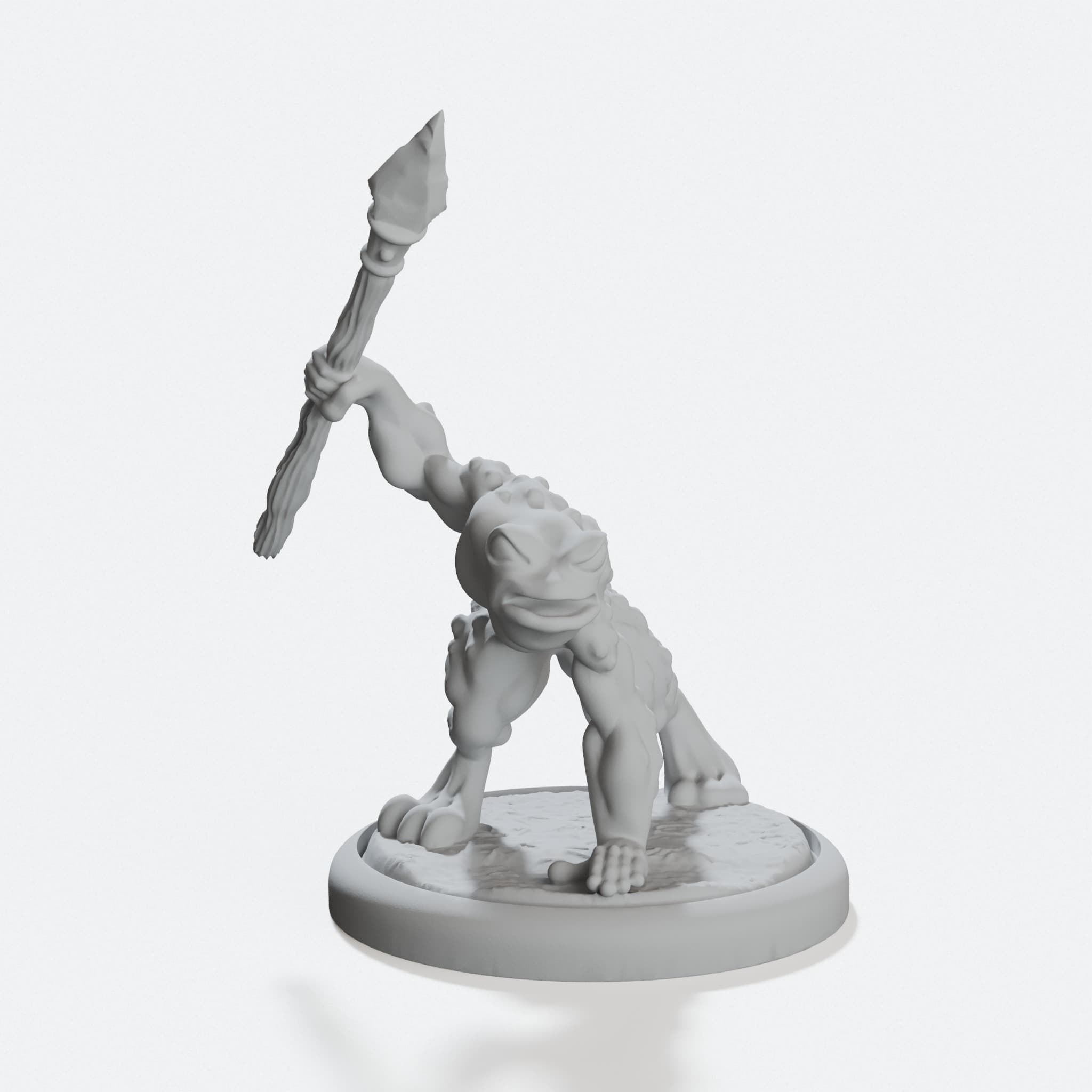 Froggy Spearman Miniature, Frog-Folk Tabletop Figure