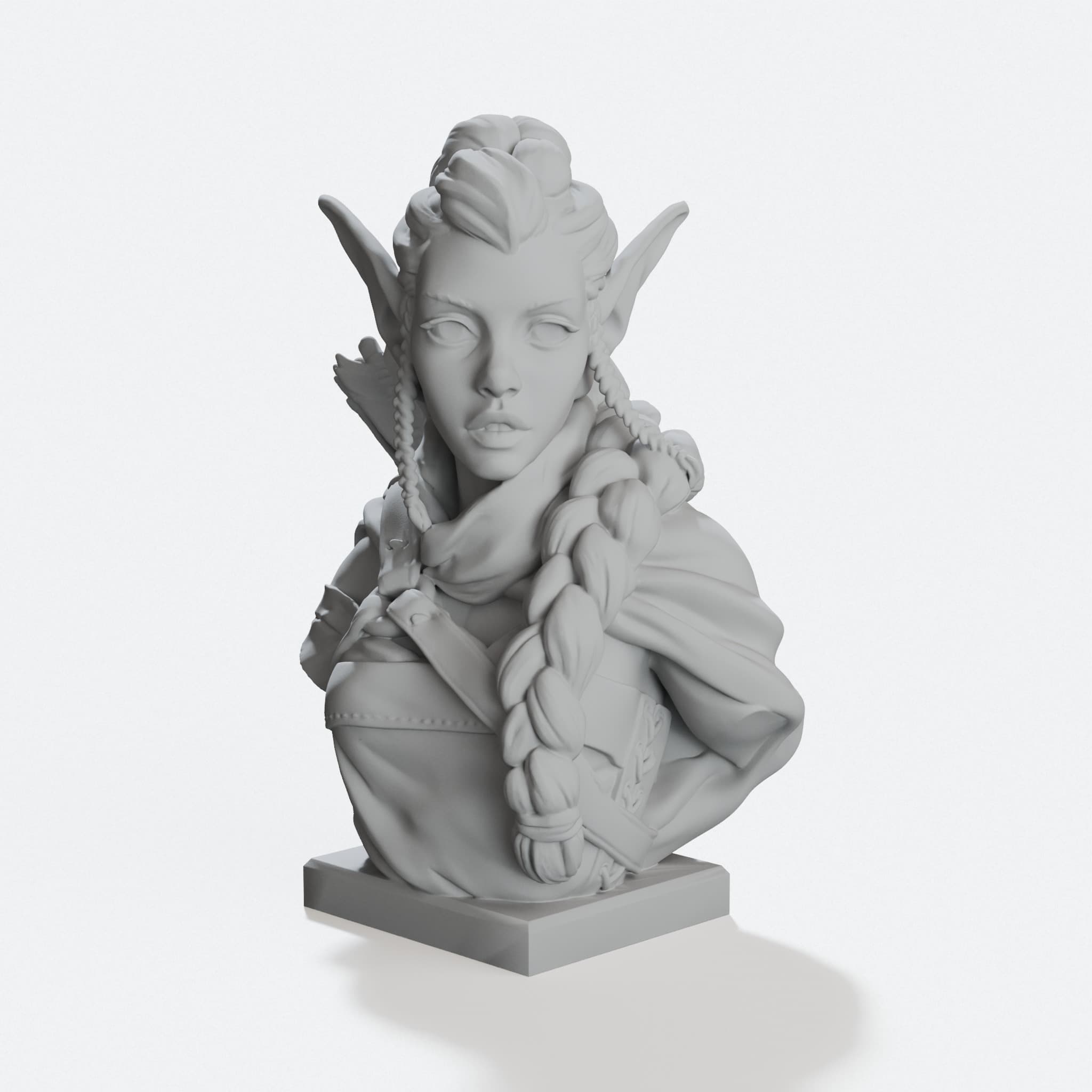 Elf Archer Bust – Support-Free 3D Printed Figure