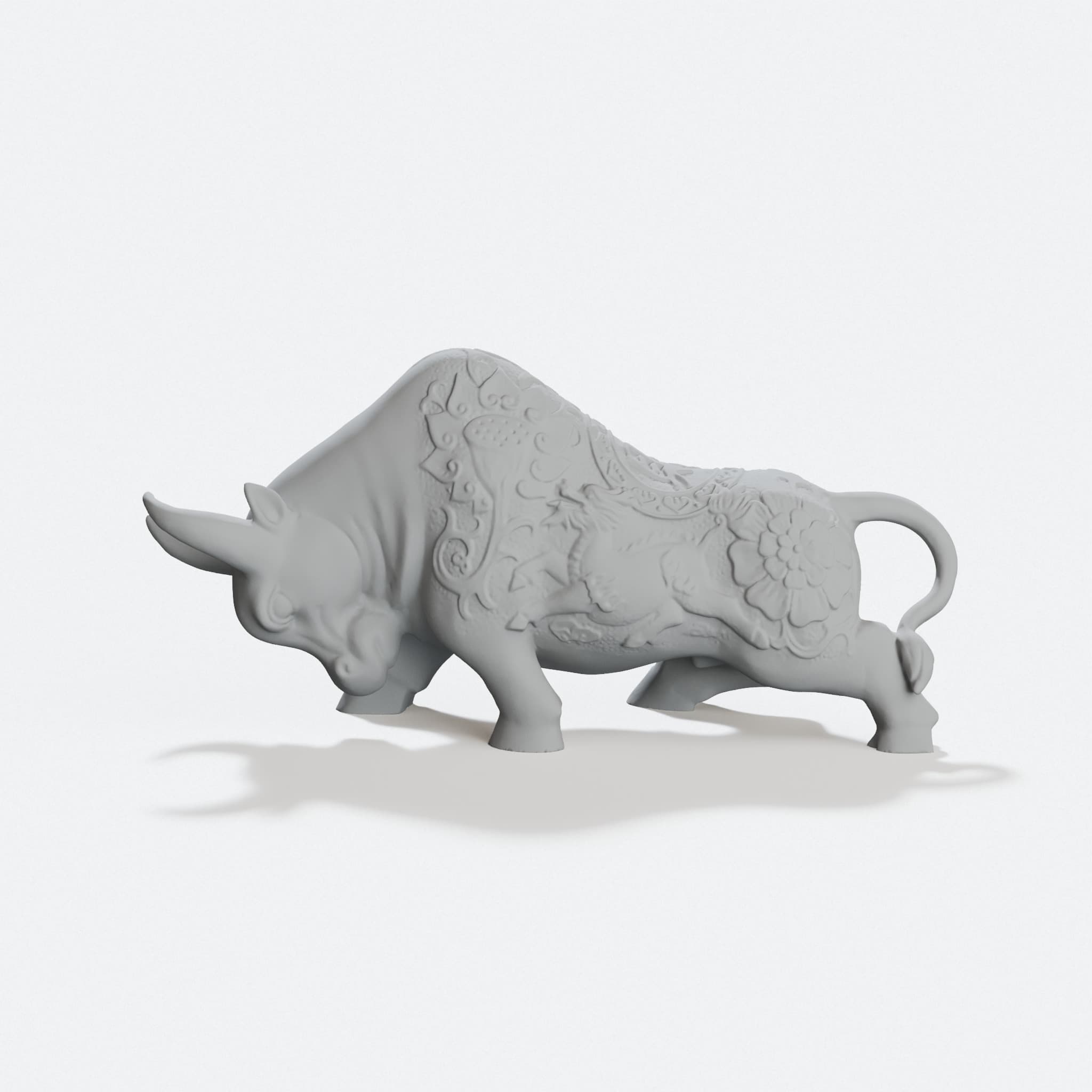 Bull Sculpture 3D Printed Home Decor