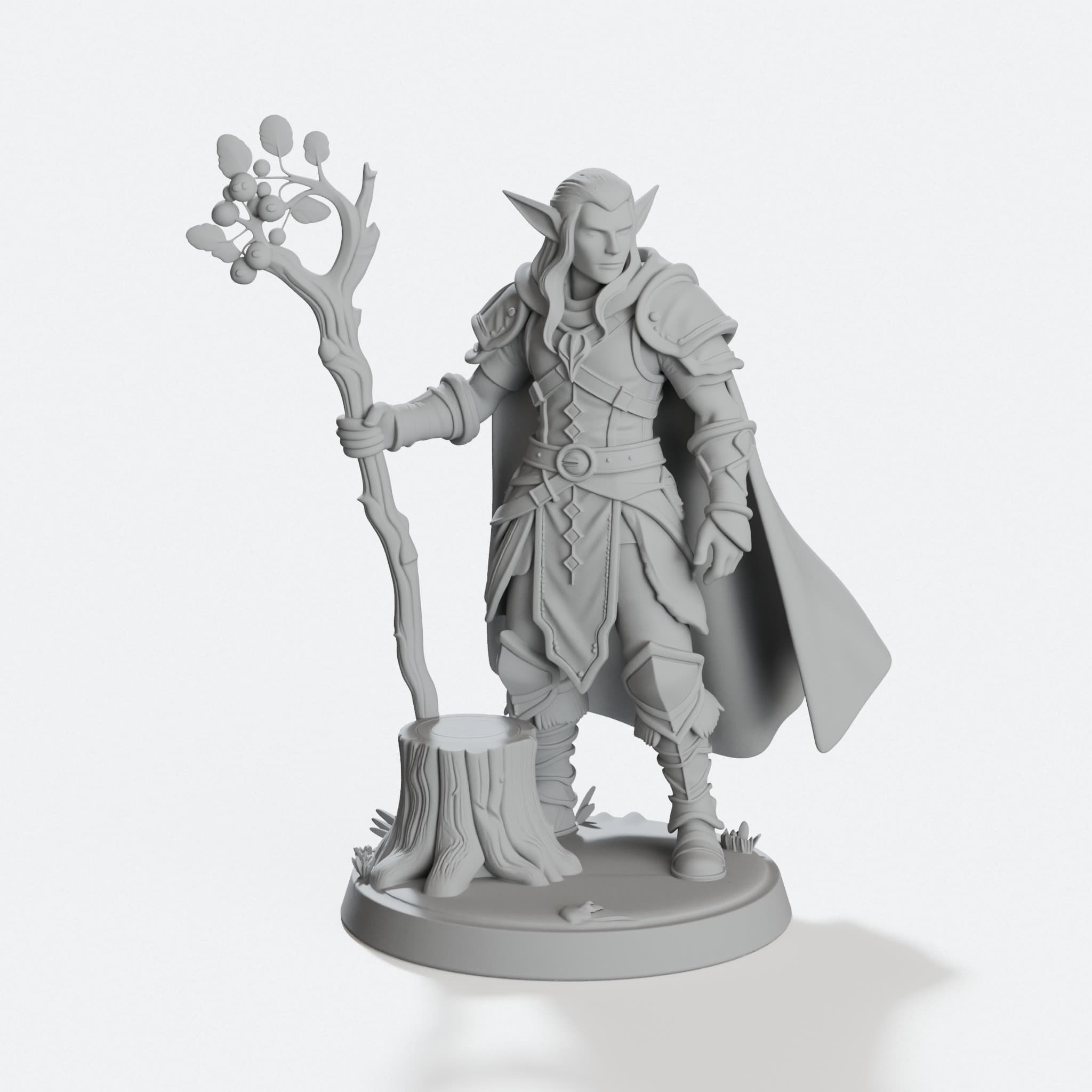 Elf Druid with Rowan Staff 3D Printed Toy Miniature