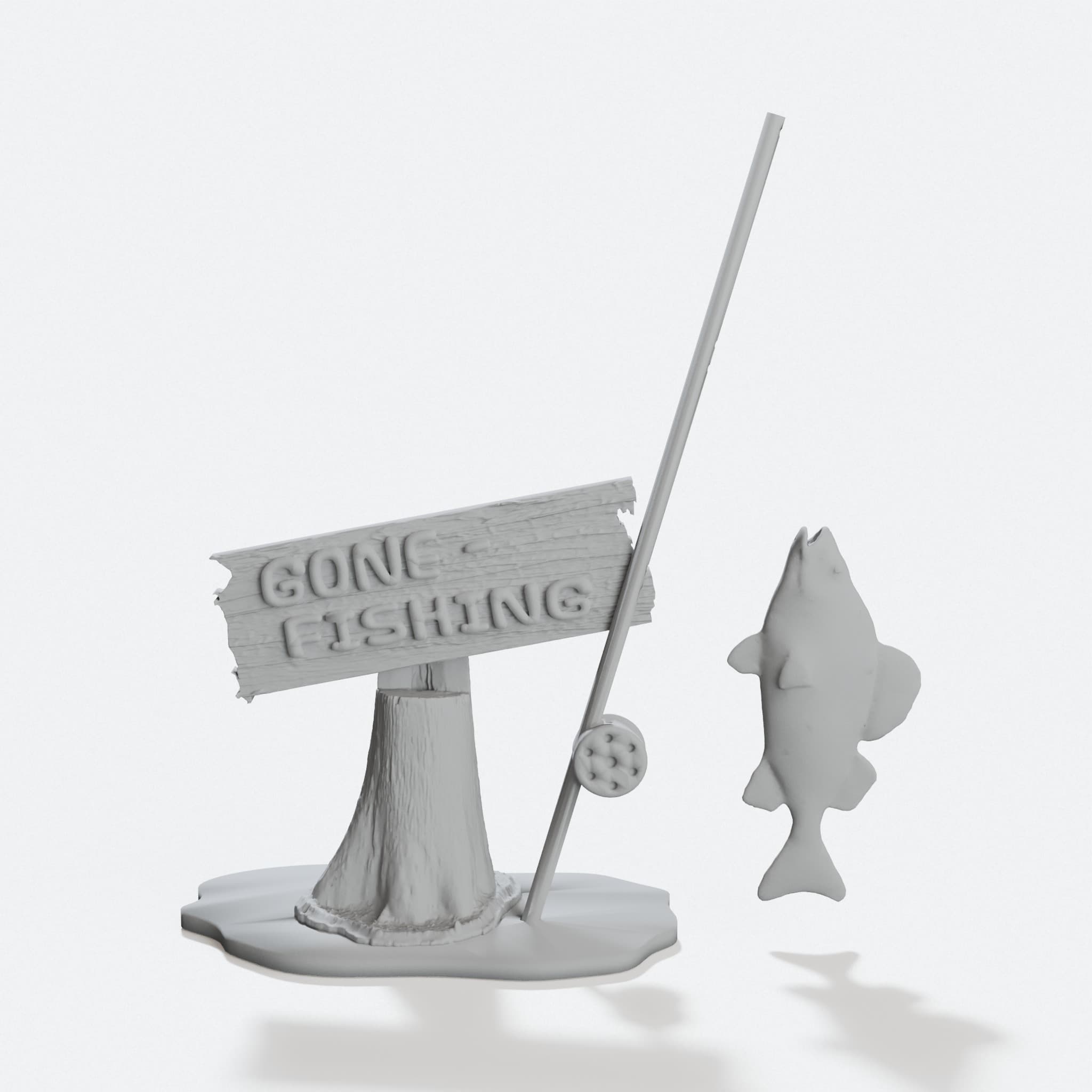 Gone Fishing Desk Sign & Fish Model Set