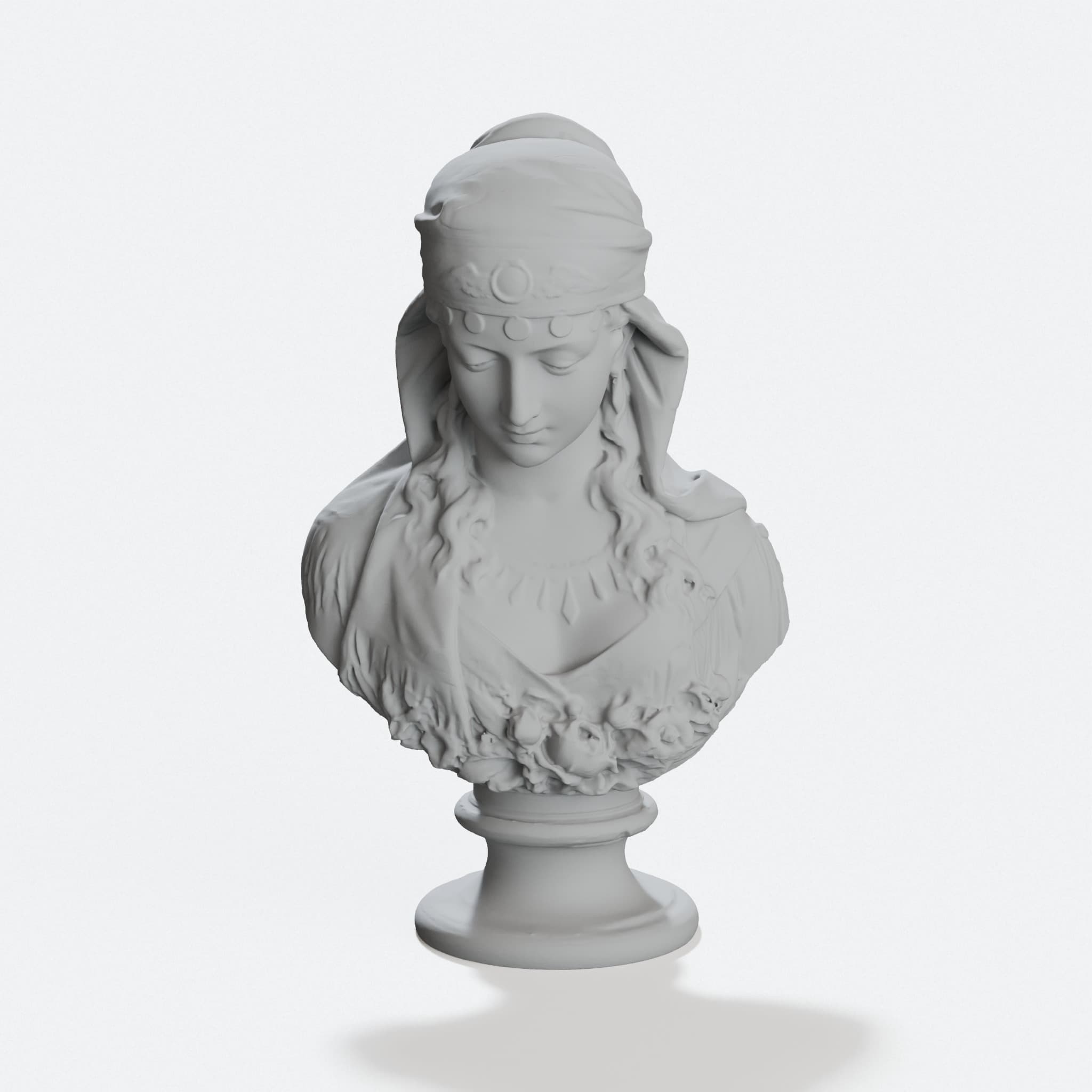Gypsy Girl Bust Sculpture, Vintage Art Display
