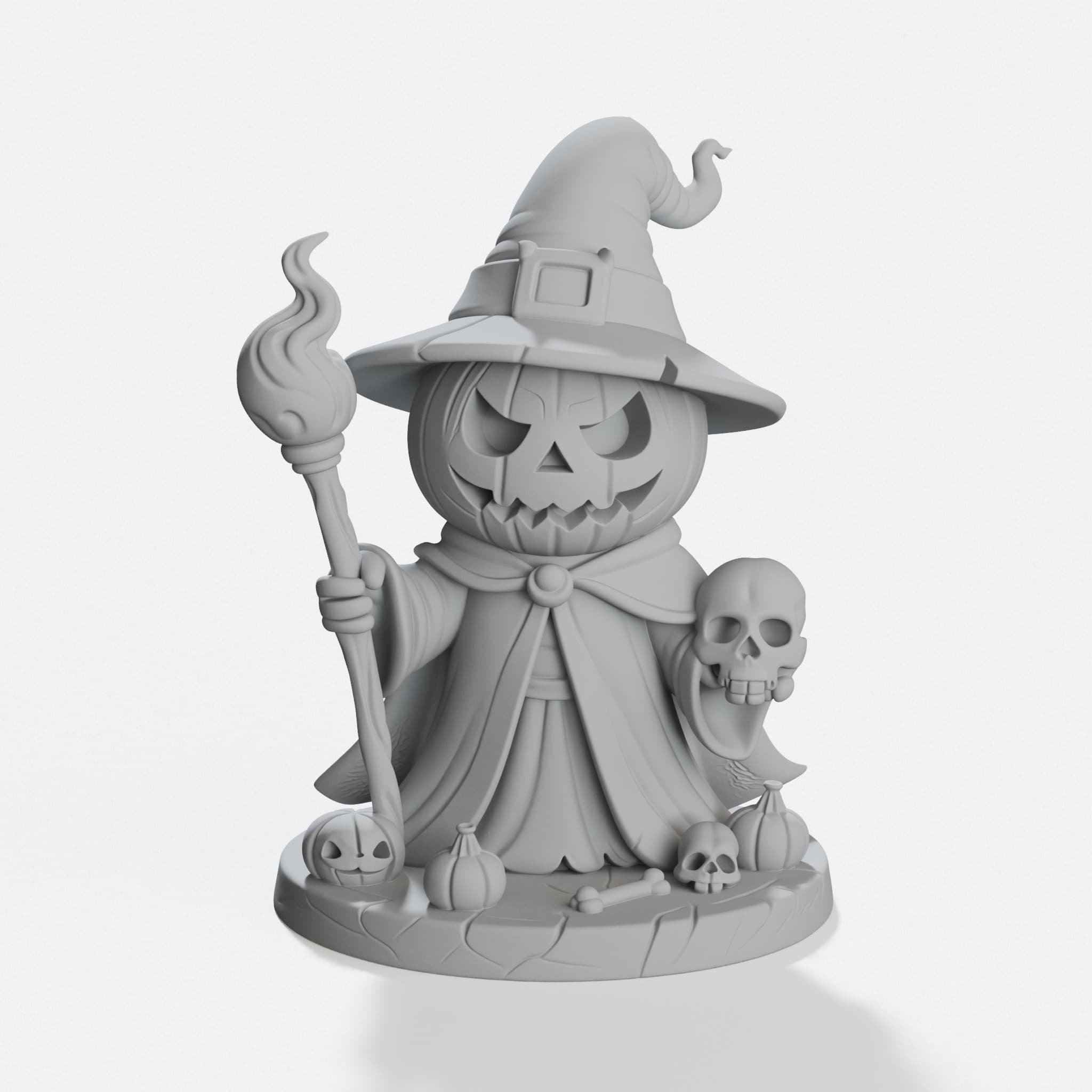 Pumpkin Warlock Halloween Wizard Statue, Spooky Display