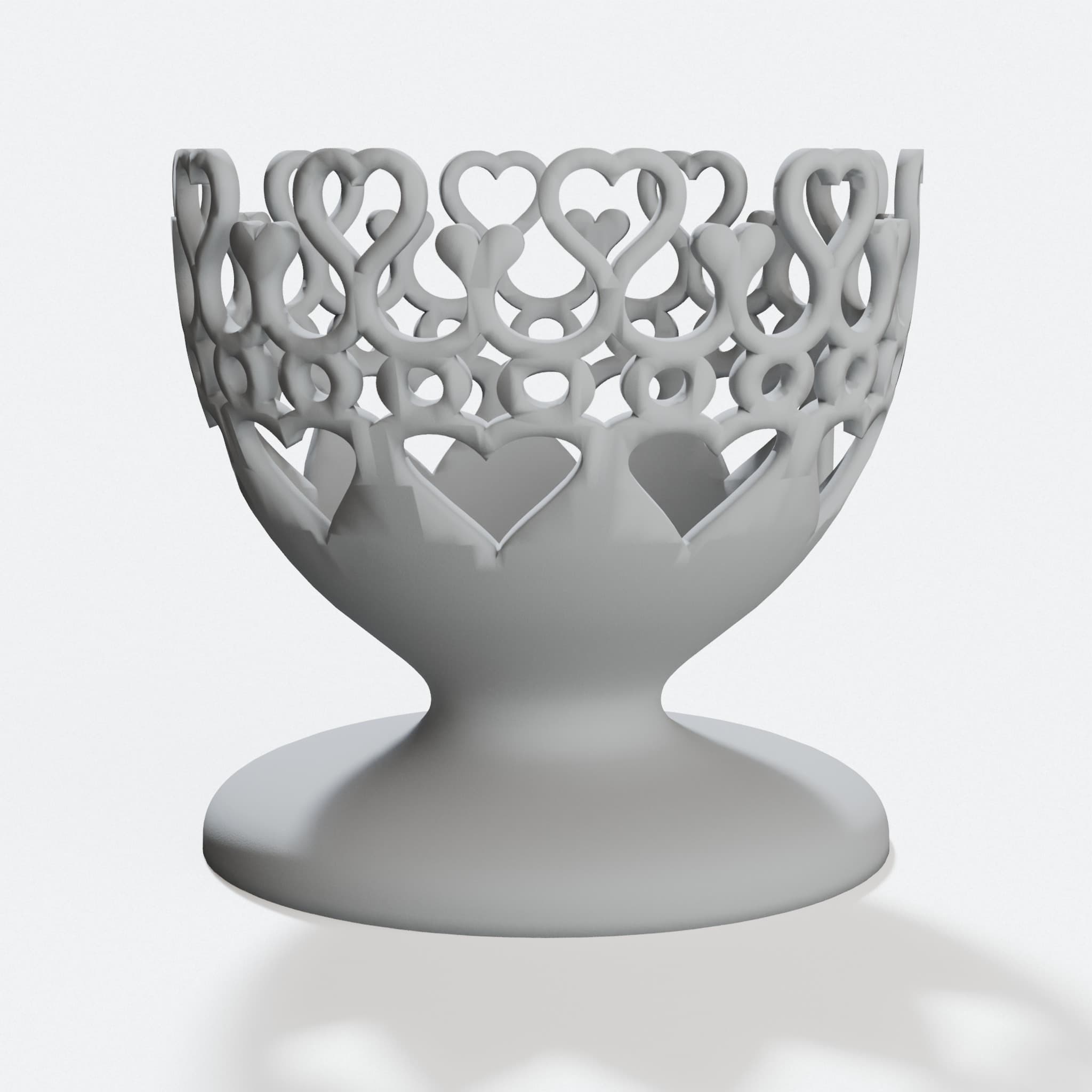 3D Printed Egg Cup with Hearts Pattern