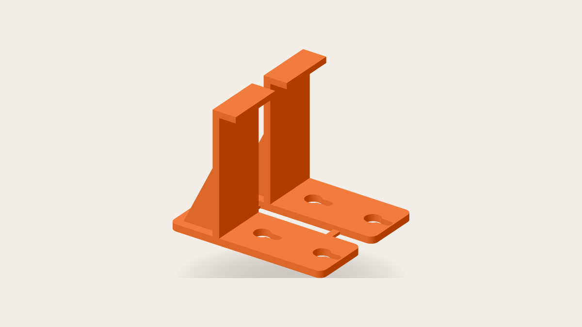 A 3D render of two small, open wall brackets.